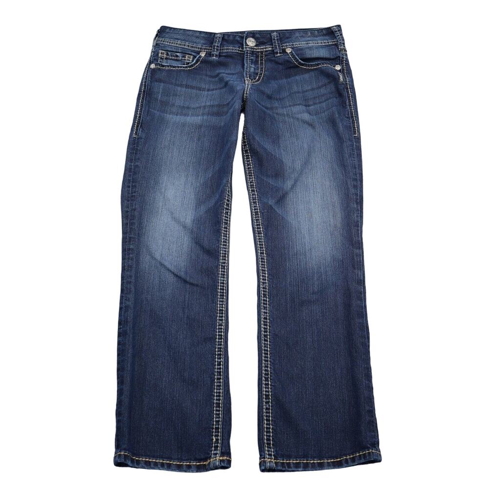 Silver Jeans Pants Womens W29 Blue Denim Flat Front Suki Capri Pockets Jeans